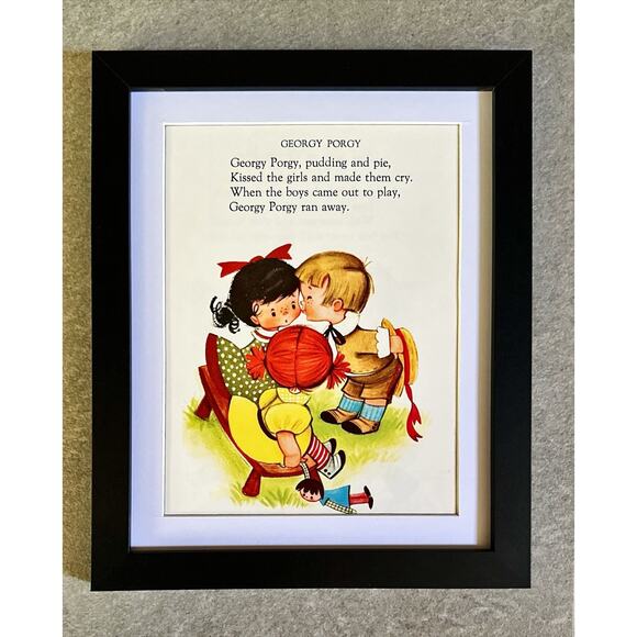Vintage Framed 8x10 Pair Nursery Rhymes 1960s - Picture 3 of 4